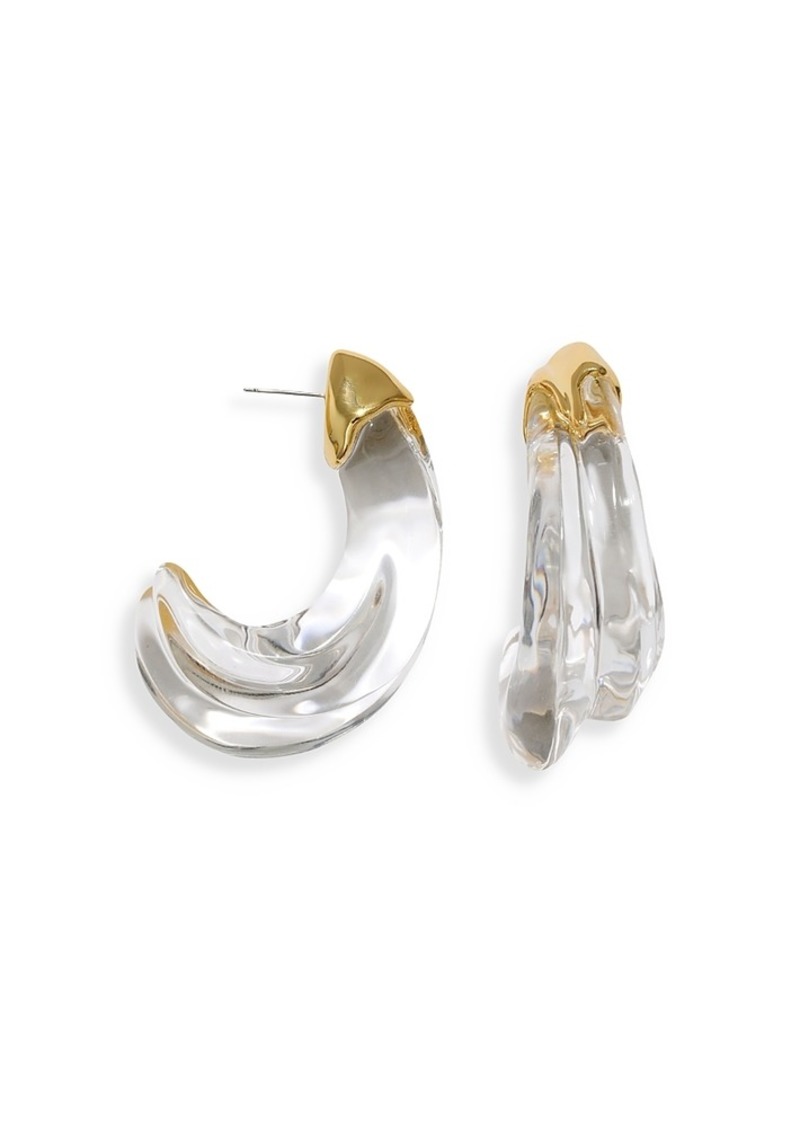 Alexis Bittar Liquid Lucite Large Wave Hoop Earrings in 14K Gold Plated