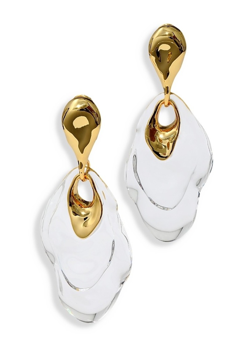 Alexis Bittar Liquid Lucite Ripple Statement Earrings in 14K Gold Plated