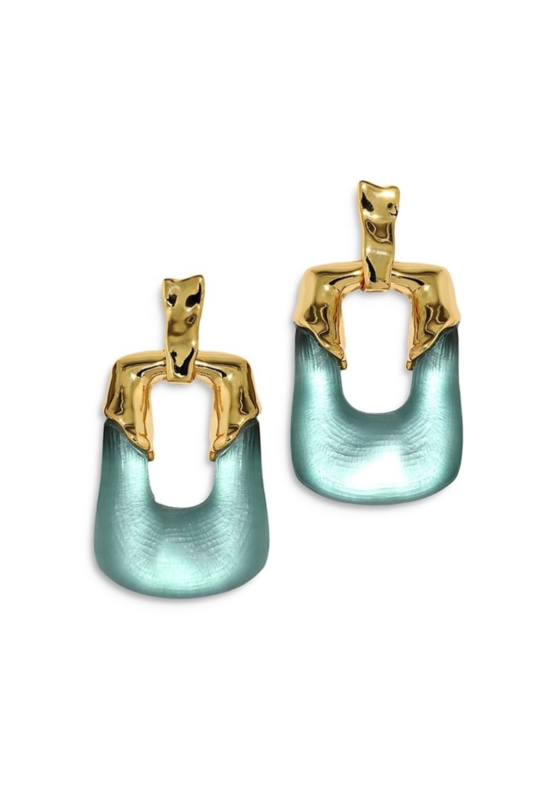 Alexis Bittar Luminous Green Rectangle Doorknocker Drop Earrings in 14K Gold Plated