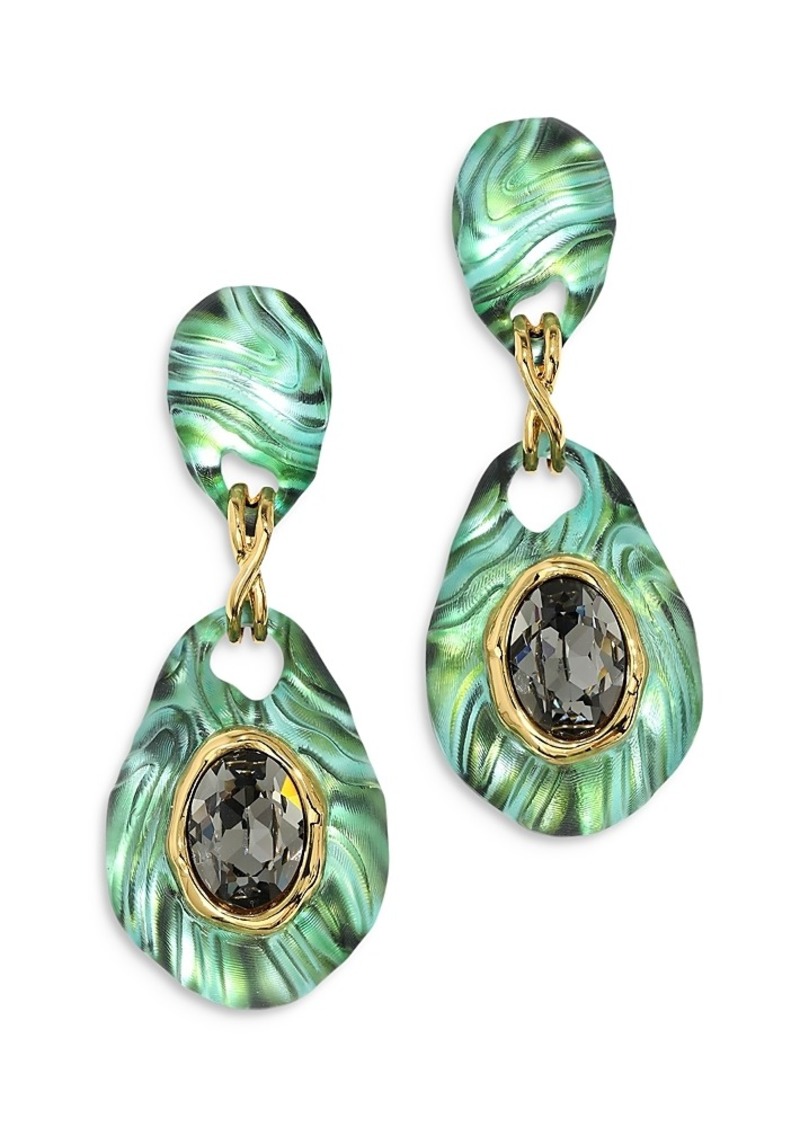 Alexis Bittar Madera Crystal & Jet Green Drop Earrings in 14K Gold Plated