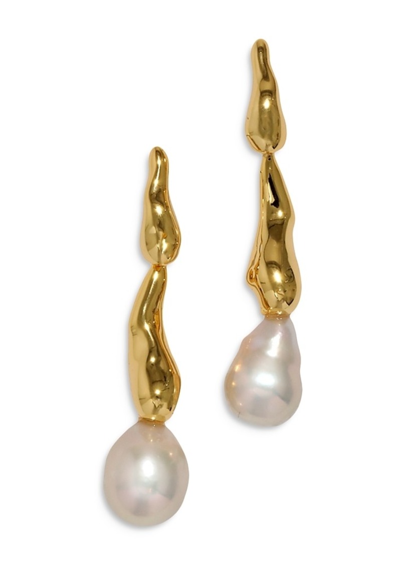 Alexis Bittar Perla 14K Gold Plate & Cultured Freshwater Pearl Drippy Drop Earrings, 1.75L