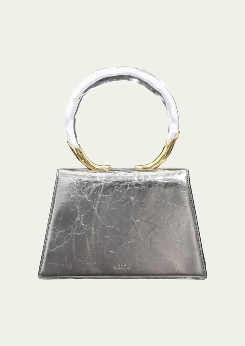 Alexis Bittar Quad Cracked Metallic Ring Top-Handle Bag