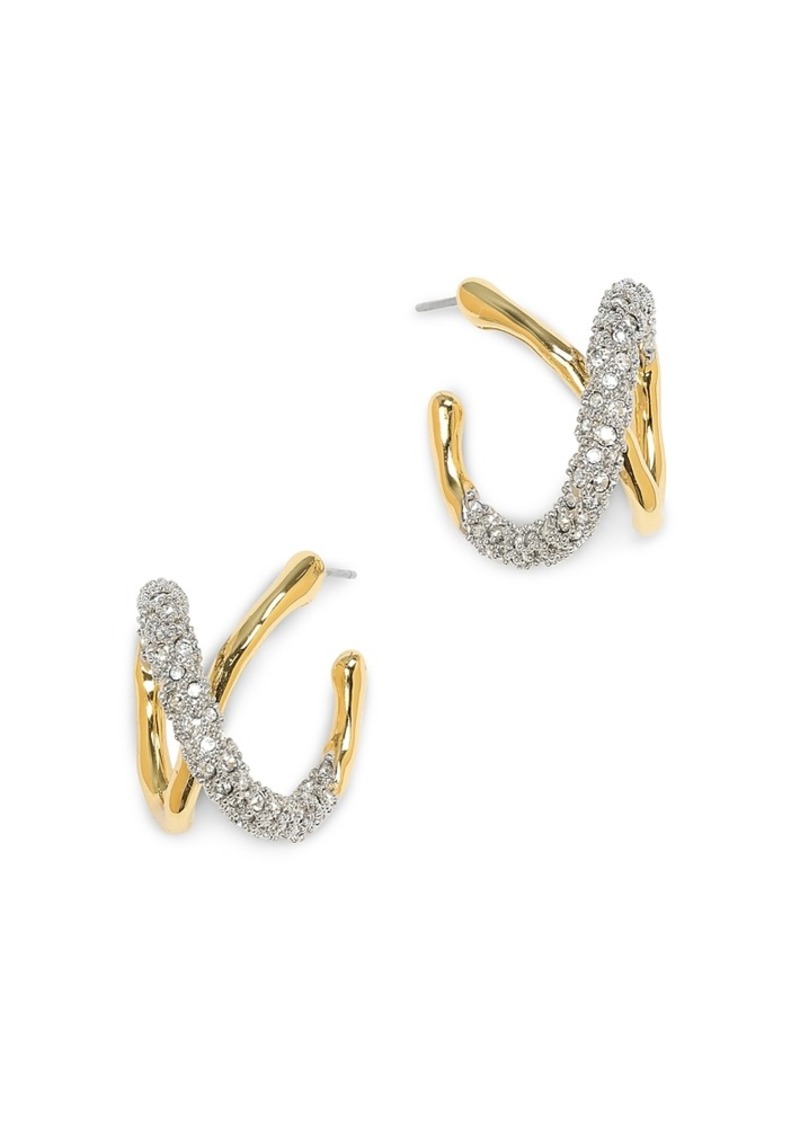 Alexis Bittar Solanales Crystal Twisted Orbit Hoop Earrings