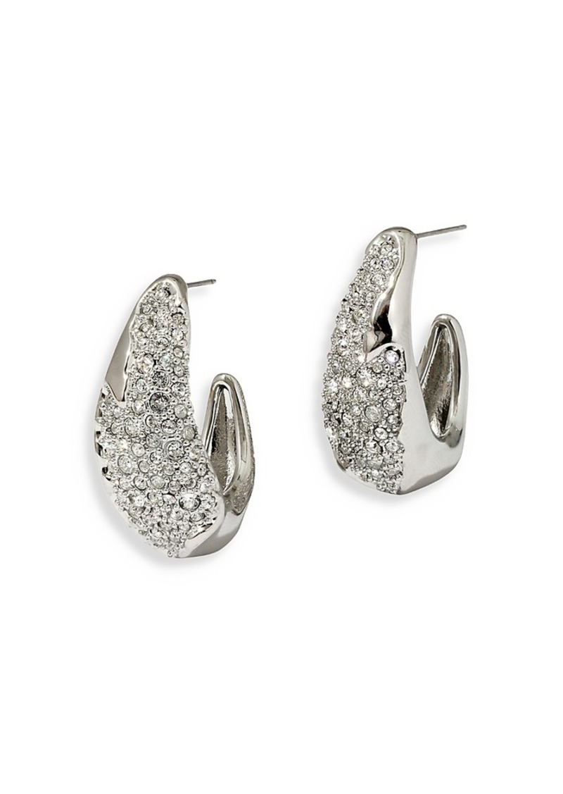 Alexis Bittar Solanales Pave Open Hoop Earrings in Rhodium Plated