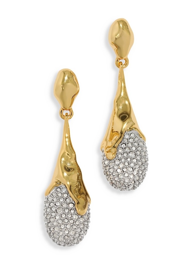 Alexis Bittar Solanales Pave Tear Shape Drop Earrings in Rhodium Plated & 14K Gold Plated