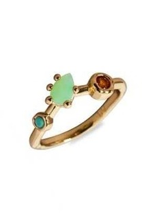 Alexis Bittar Asterales 14K Goldplated Brass, Chrysoprase & Turquoise Cluster V Ring