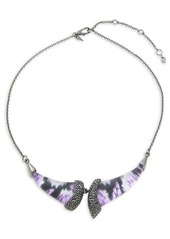 Alexis Bittar Black Rhodium-Plated Silvertone, Lucite & Crystal Floral Bib Necklace