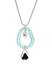 Alexis Bittar Silvertone, Crystal & Lucite Pendant Necklace