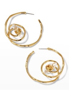 Alexis Bittar Twisted Gold Crystal Point Hoop Earrings with Quartz