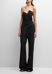 Alexis Paoli Strapless Twill Straight-Leg Jumpsuit