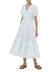 Alexis Raissa Embroidered Lace Tiered Cotton Dress