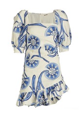 Alexis San Paolo Embroidered Linen Toile Dress