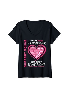 Alexis Womens Support Squad I Wear Pink Daughter Breast Cancer Awareness V-Neck T-Shirt