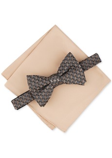 Alfani Alfain Men's Beaver Geo-Print Bow Tie & Pocket Square Set, Created for Macy's - Taupe