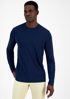 Alfani Alfatech Long Sleeve Crewneck T-Shirt, Created for Macy's - Neo Navy