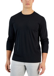 Alfani Alfatech Long Sleeve Crewneck T-Shirt, Created for Macy's - Deep Black