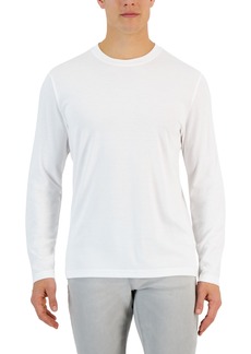 Alfani Alfatech Long Sleeve Crewneck T-Shirt, Created for Macy's - Bright White