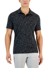 Alfani Alfatech Short Sleeve Marled Polo Shirt, Created for Macy's - Deep Black