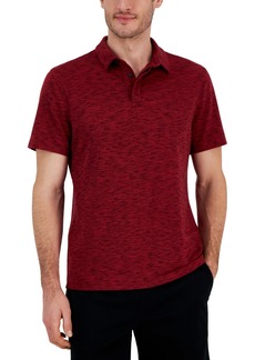 Alfani Alfatech Short Sleeve Marled Polo Shirt, Created for Macy's - Clay Red Combo
