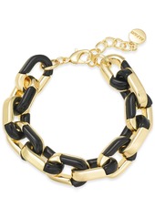 Alfani Gold-Tone & Black Acrylic Large Link Bracelet, Created for Macy's