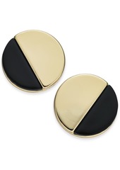 Alfani Gold-Tone & Black Acrylic Round Button Earrings, Created for Macy's