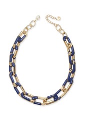 Alfani Gold-Tone & Blue Acrylic Large Link Necklace, 20" + 2" extender, Created for Macy's