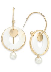 Alfani Gold-Tone Imitation Pearl Circle Drop Earrings, Created for Macy's