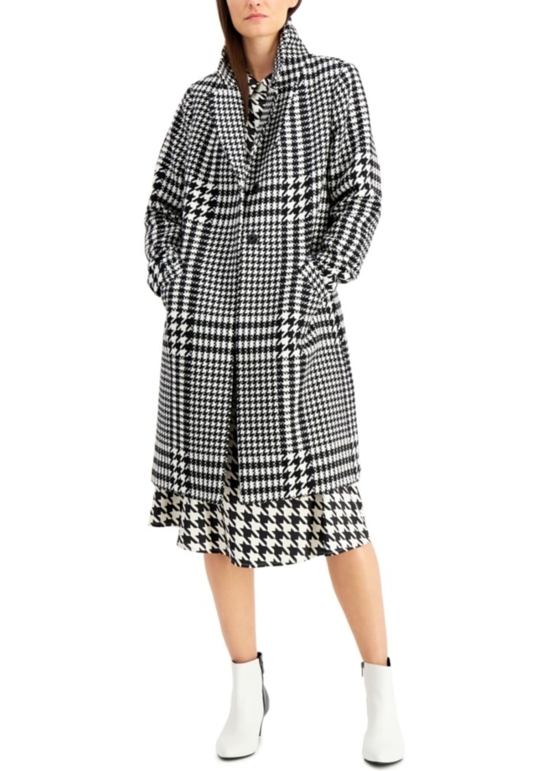 Alfani Long Houndstooth-Print Coat, Created for Macy's