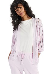 Alfani Modern Lounge Puff-Sleeve Open-Knit Cardigan, Created for Macy's