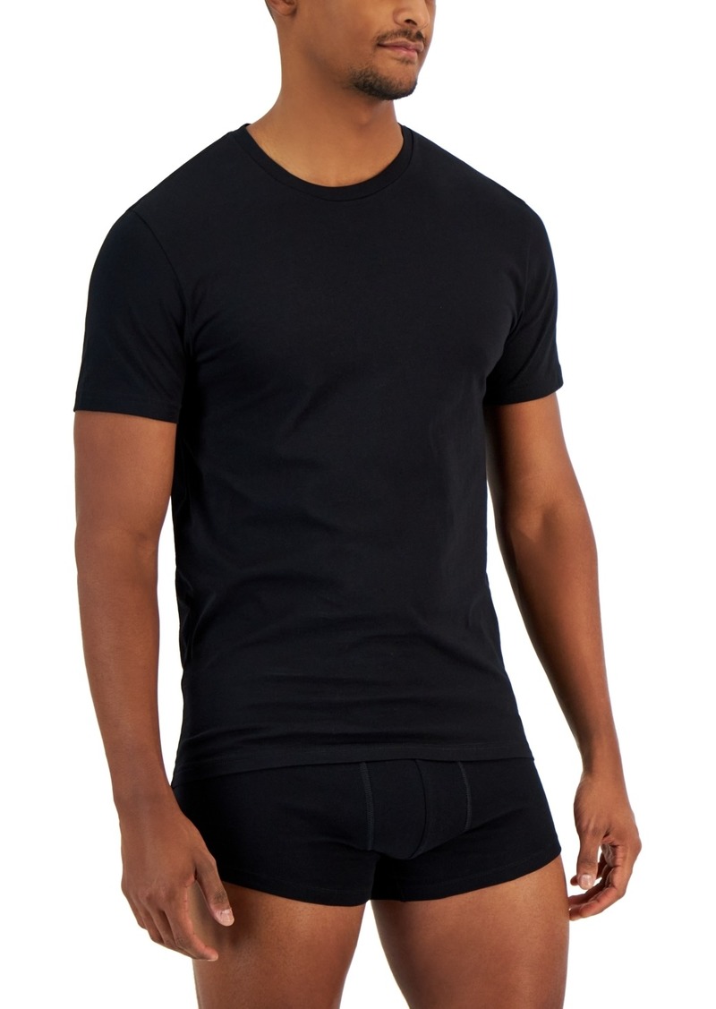 Alfani Men's 4-Pk. Classic-Fit Solid Cotton Undershirts, Created for Macy's - Deep Black