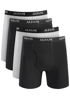 Alfani Men's 4-Pk. Moisture-Wicking Cotton Boxer Briefs, Created for Macy's - Grey/black Cmbo