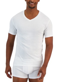 Alfani Men's 4-Pk. Slim-Fit Solid V-Neck Cotton Undershirts, Created for Macy's - Bright White
