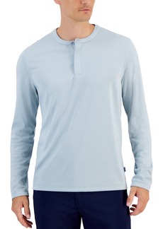 Alfani Men's Alfatech Solid Henley, Created for Macy's - Cloud Blue