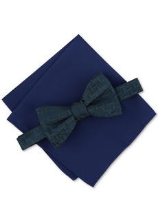 Alfani Men's Belton Geo-Print Bow Tie & Pocket Square Set, Created for Macy's - Hunter