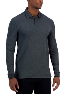 Alfani Men's Classic-Fit Solid Long-Sleeve Polo Shirt, Created for Macy's - Deep Black