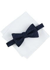 Alfani Men's Fabyan Stripe Bow Tie & Solid Pocket Square Set, Created for Macy's - Black