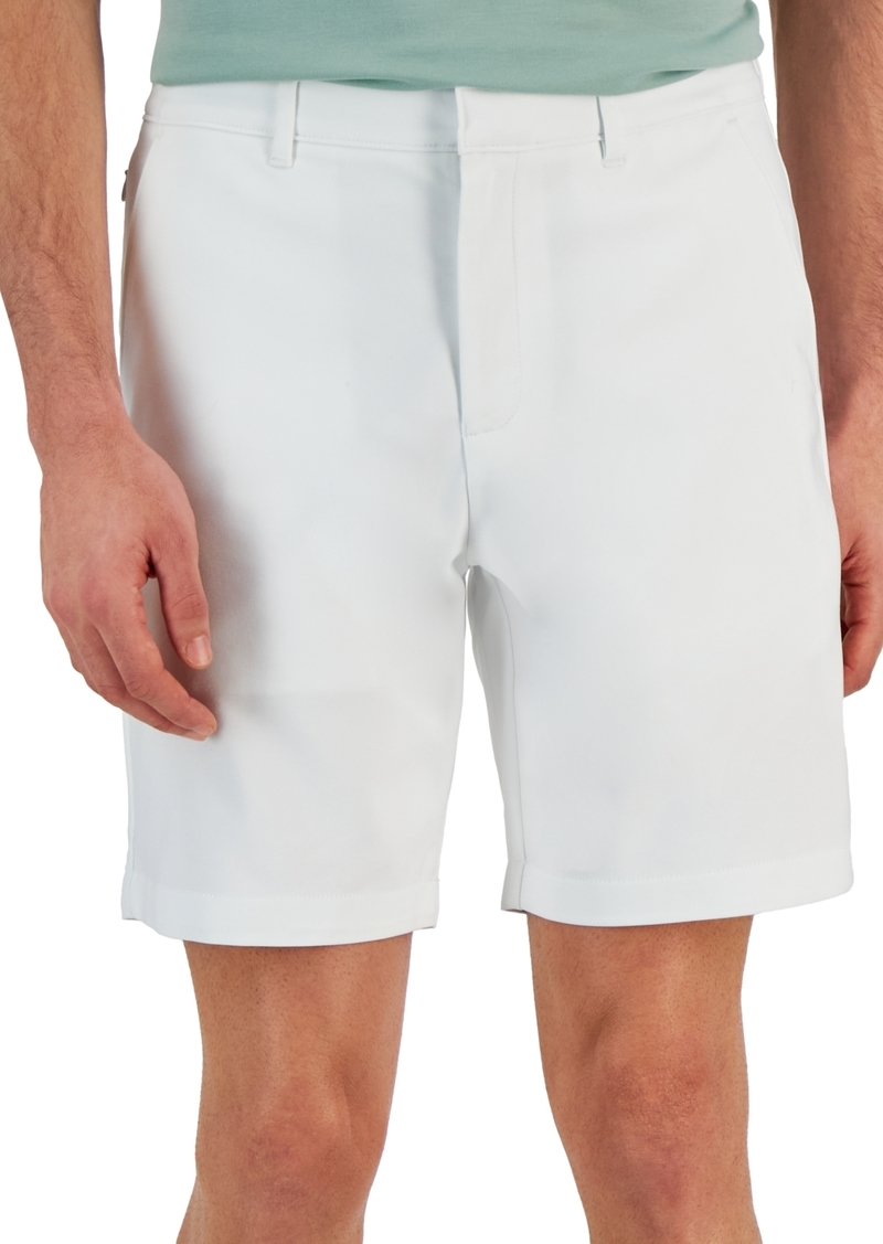 "Alfani Men's Flat Front Four-Pocket 8"" Tech Shorts, Created for Macy's - Brighte White"