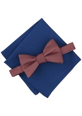 Alfani Men's Galway Mini-Chevron Bow Tie & Solid Pocket Square Set, Created for Macy's - Lilac