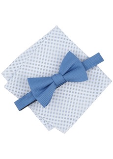 Alfani Men's Geo-Pattern Bow Tie & Dot Pocket Square Set, Created for Macy's - Denim
