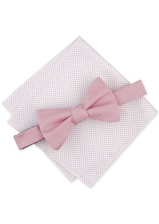 Alfani Men's Geo-Pattern Bow Tie & Dot Pocket Square Set, Created for Macy's - Pink