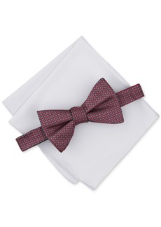 Alfani Men's Geo-Print Bow Tie & Pocket Square Set, Created for Macy's - Grey