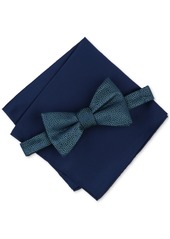 Alfani Men's Grove Abstract Bow Tie & Solid Pocket Square Set, Created for Macy's - Rose