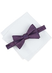 Alfani Men's Grove Abstract Bow Tie & Solid Pocket Square Set, Created for Macy's - Rose