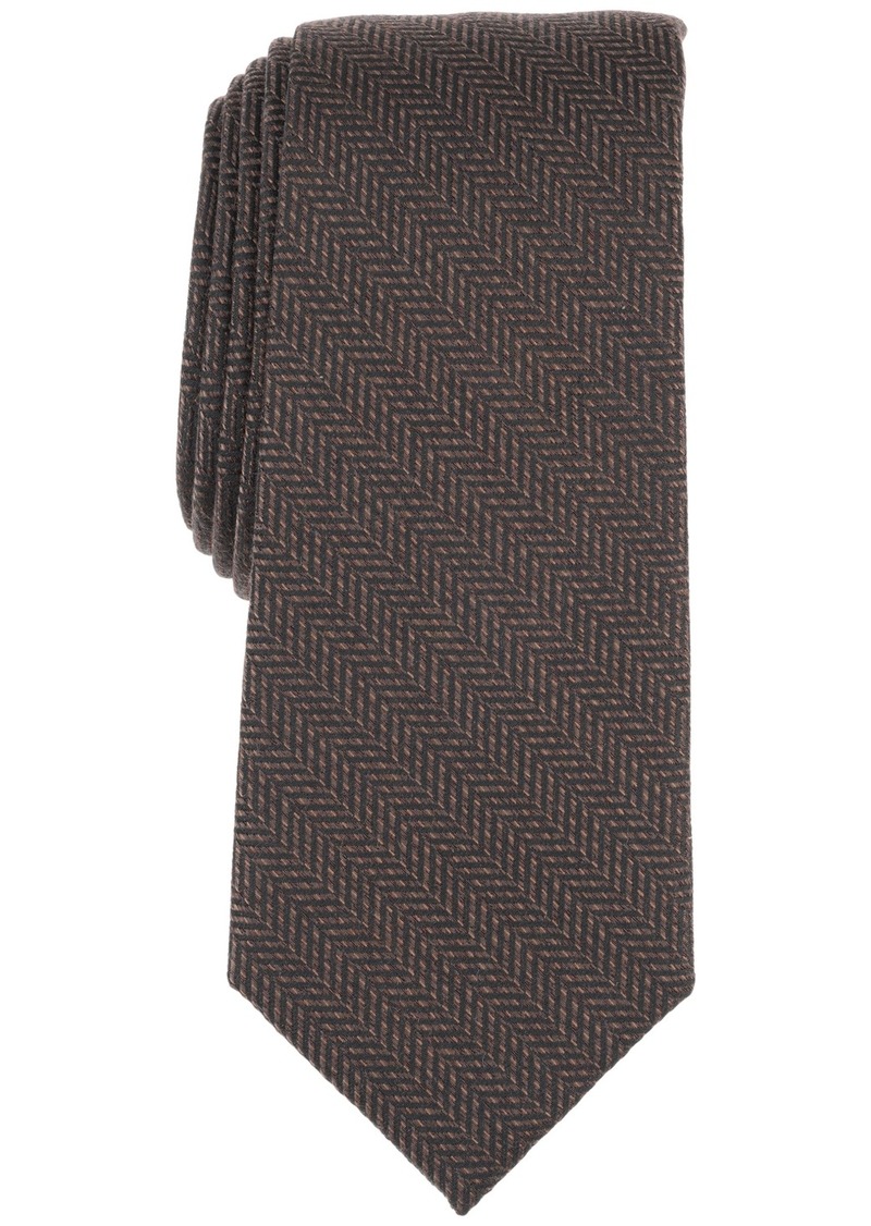 Alfani Men's Ivy Herringbone Tie, Created for Macy's - Brown