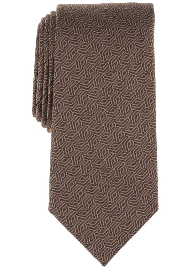 Alfani Men's Kenmore Geo-Pattern Tie, Created for Macy's - Brown