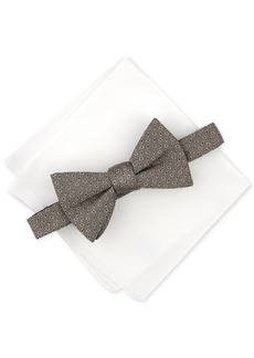 Alfani Men's Lunar Geo-Print Bow Tie & Solid Pocket Square Set, Created for Macy's - Taupe