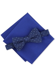 Alfani Men's Marshall Dot Bow Tie & Pocket Square Set, Created for Macy's - Navy