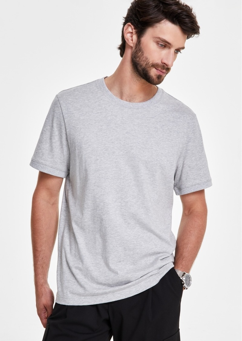 Alfani Men's Mercerized Cotton Short Sleeve Crewneck T-Shirt, Created for Macy's - Casual Grey Heather