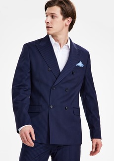 Alfani Men's Navy Slim-Fit Stripe Double Breasted Suit Jacket, Created for Macy's - Navy
