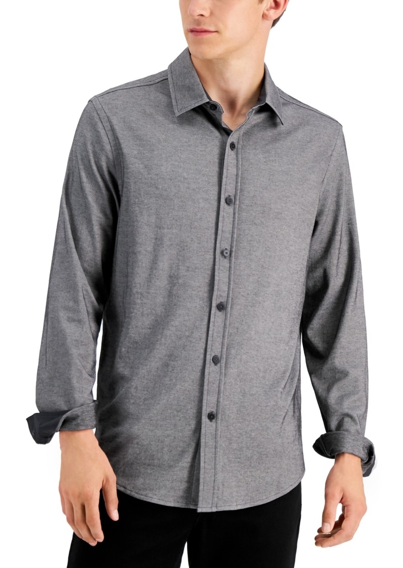 Alfani Men's Regular-Fit Supima Cotton Birdseye Shirt, Created for Macy's - Dark Lead Opd